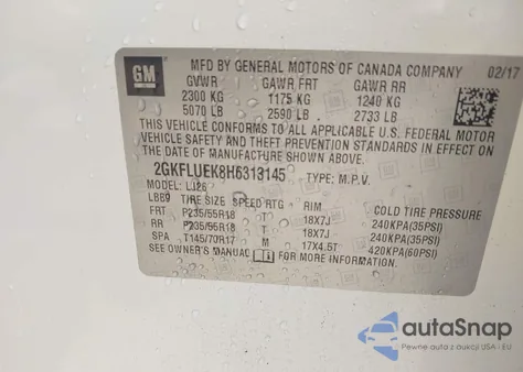 2017 GMC Terrain Slt from USA, damaged, VIN 2GKFLUEK8H6313145